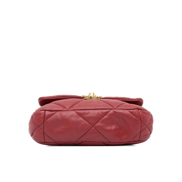 Pre Loved Chanel Medium Lambskin 19 Flap Women Red Satchel - Picture 4 of 8